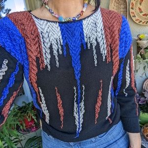 Vintage 80s Sweater Medium Campus Casuals Retro Knit Sleeve Pullover Cozy